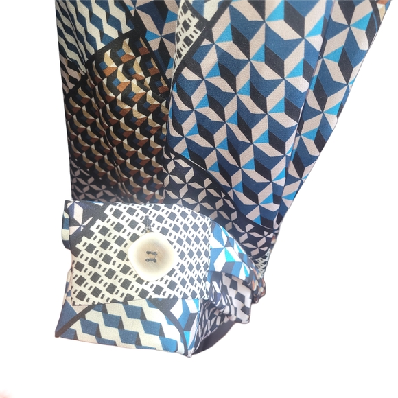 Kaffe Geometric Patchwork Look Patterned V-Neck Blouse 36 - Picture 6 of 7